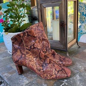 Free people Cybill wine burgundy snake print bootie 38